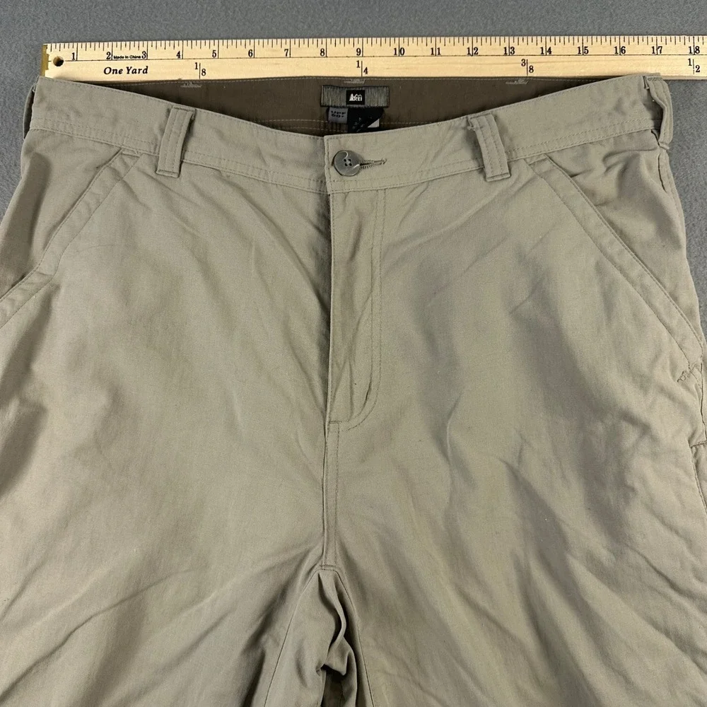 REI Sahara Mens Hiking Pants Tan Khaki Nylon UPF 50+ Outdoor 34x32 784060